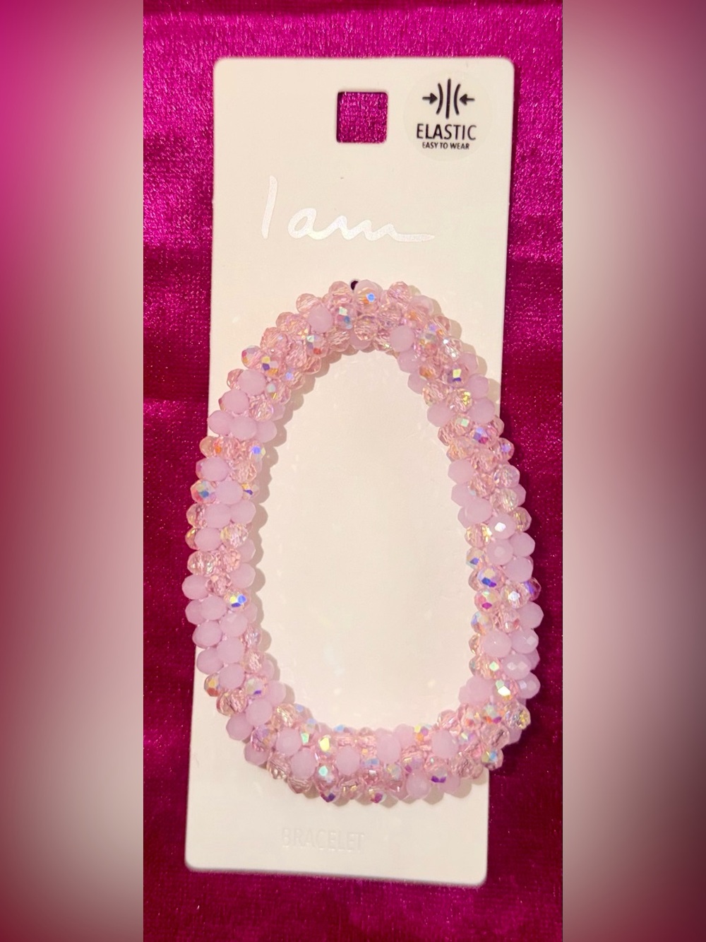 Pink Beaded Elastic Bracelet - Sparkling Rose